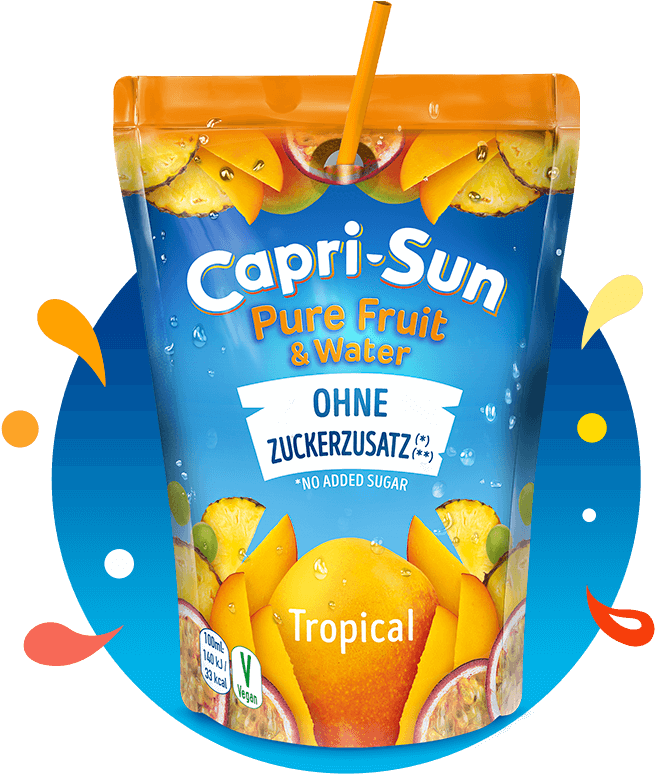 Capri Sun Tropical Pure Fruitand Water Pouch PNG Image