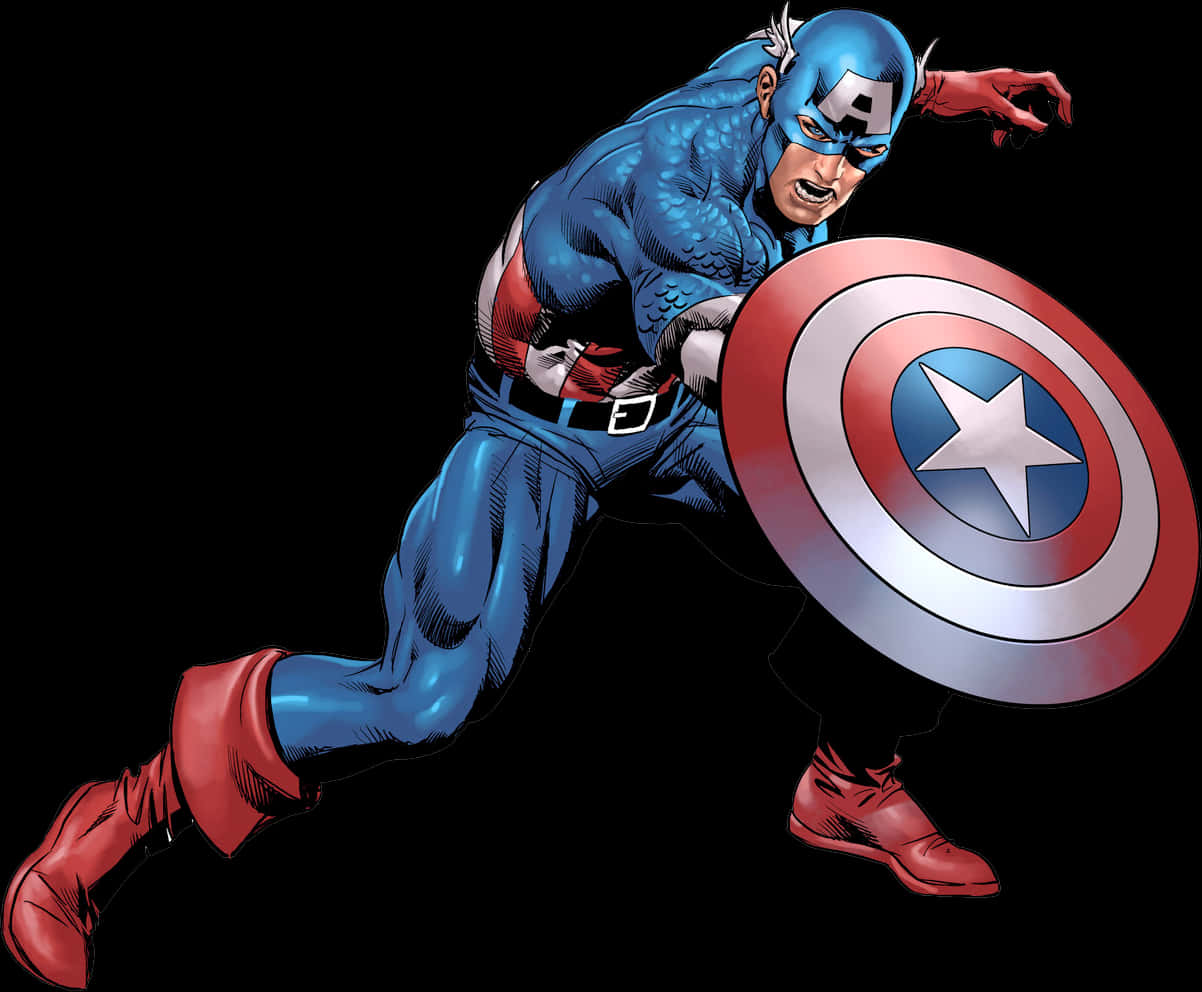 Captain America Action Pose PNG Image