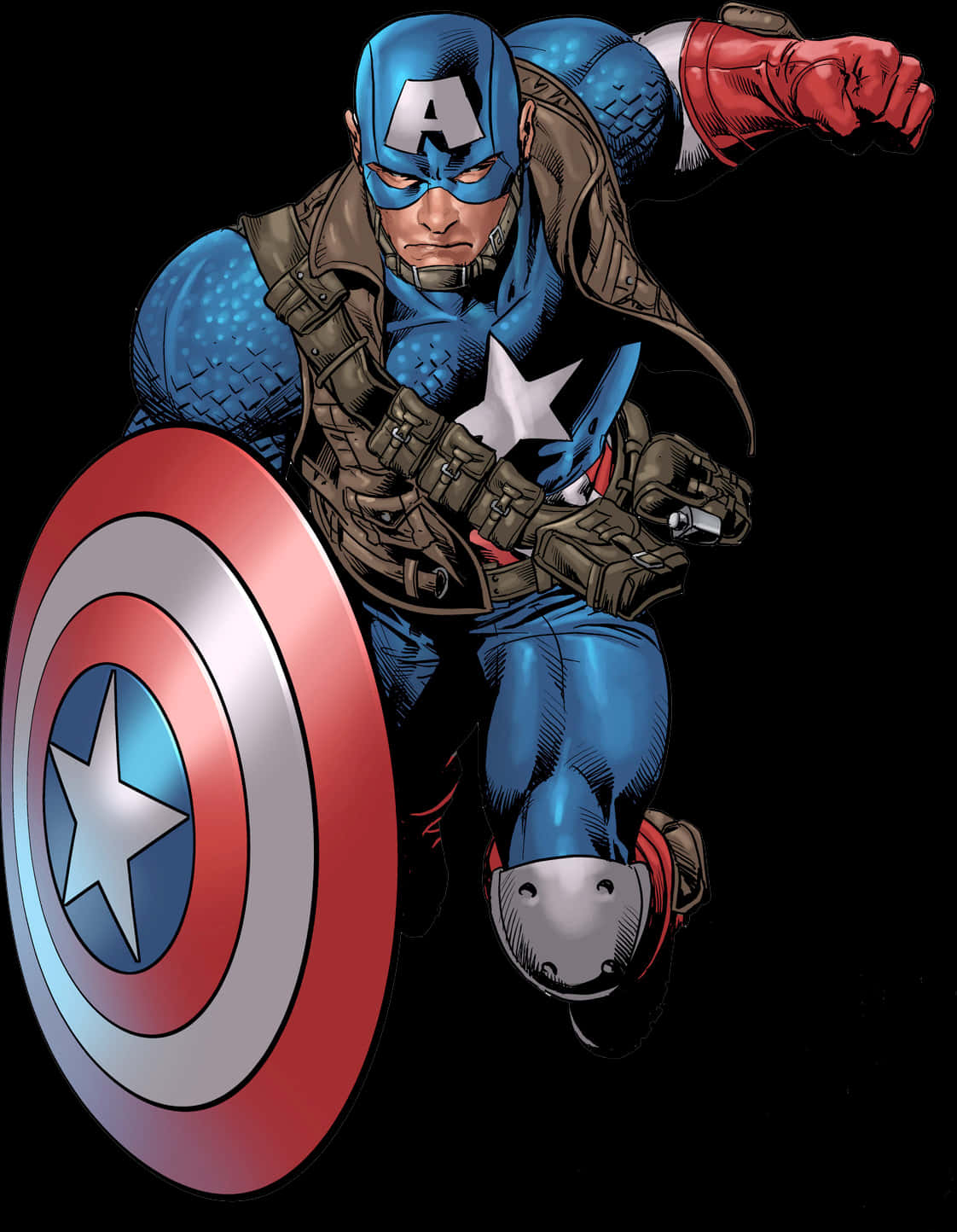 Captain America Action Pose PNG Image