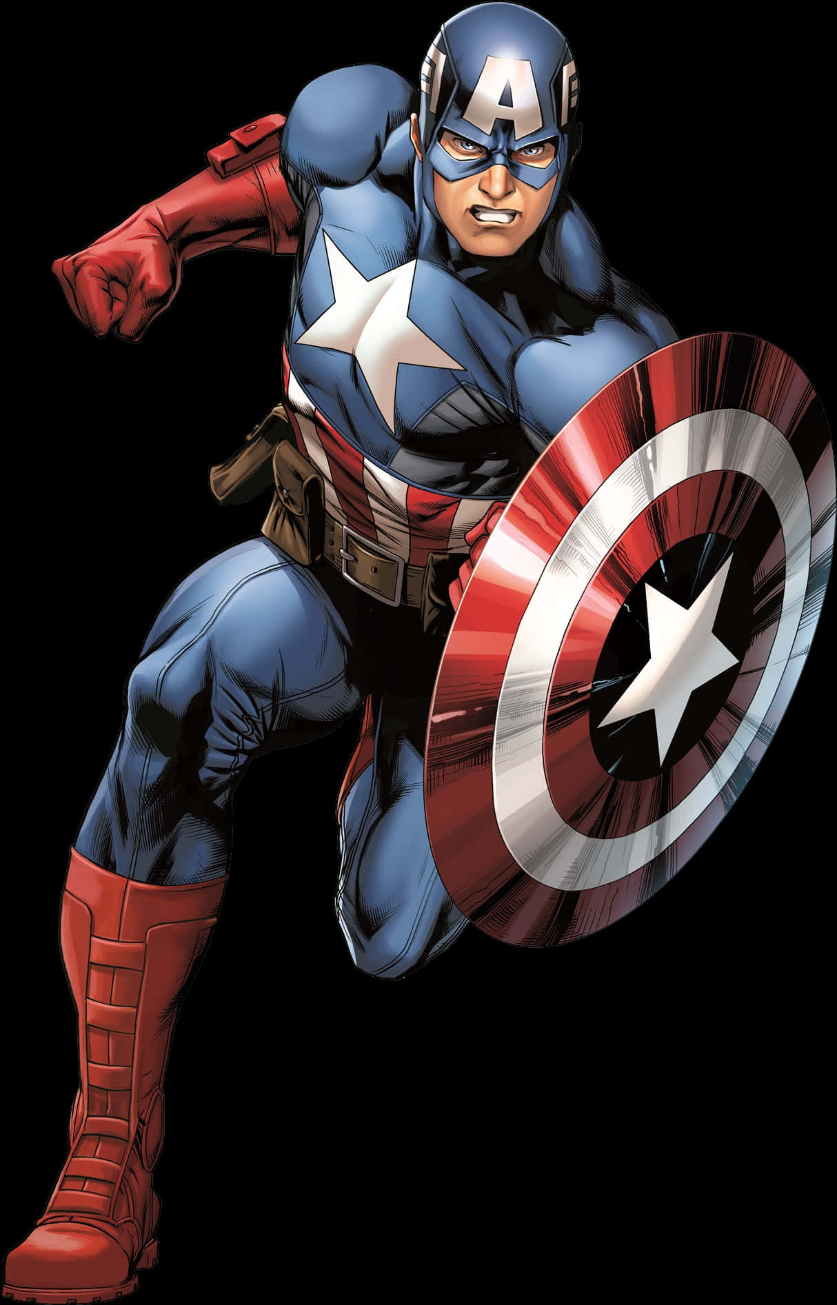 Captain America Action Pose PNG Image