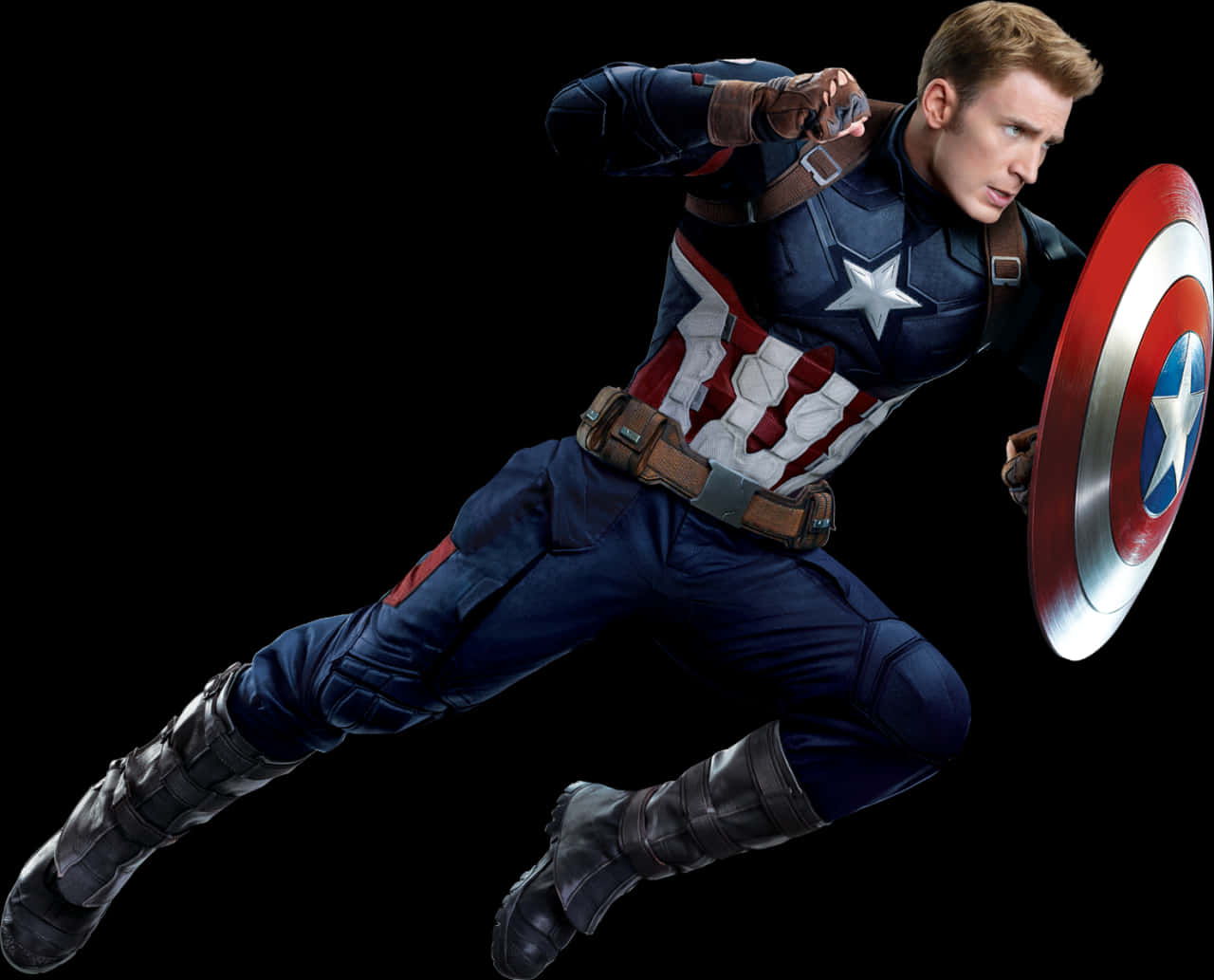 Captain America Action Pose PNG Image