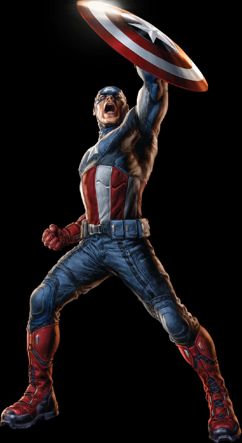 Captain America Shield Raised PNG Image