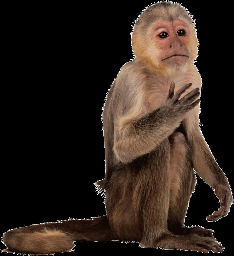 Capuchin Monkey Sitting Transparent Background PNG Image