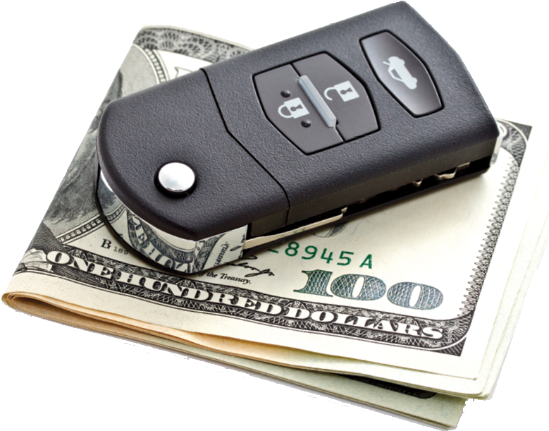 Car Key Over100 Dollar Bills PNG Image