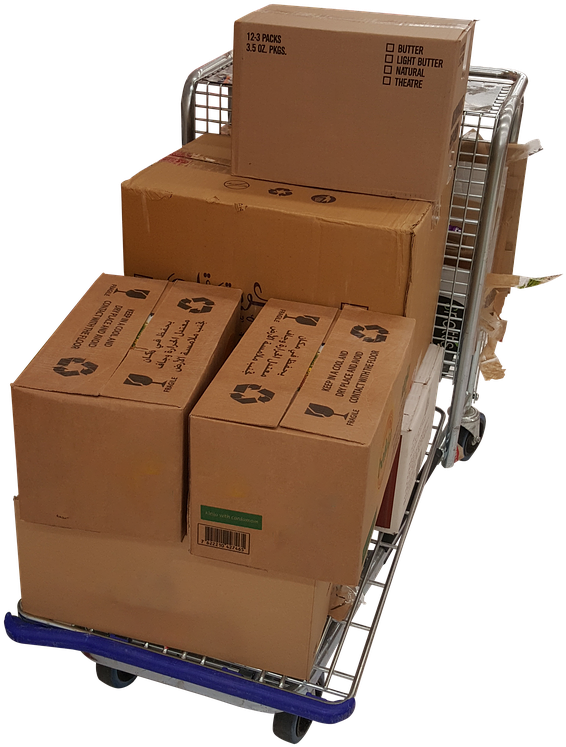 Cardboard Boxeson Trolley PNG Image