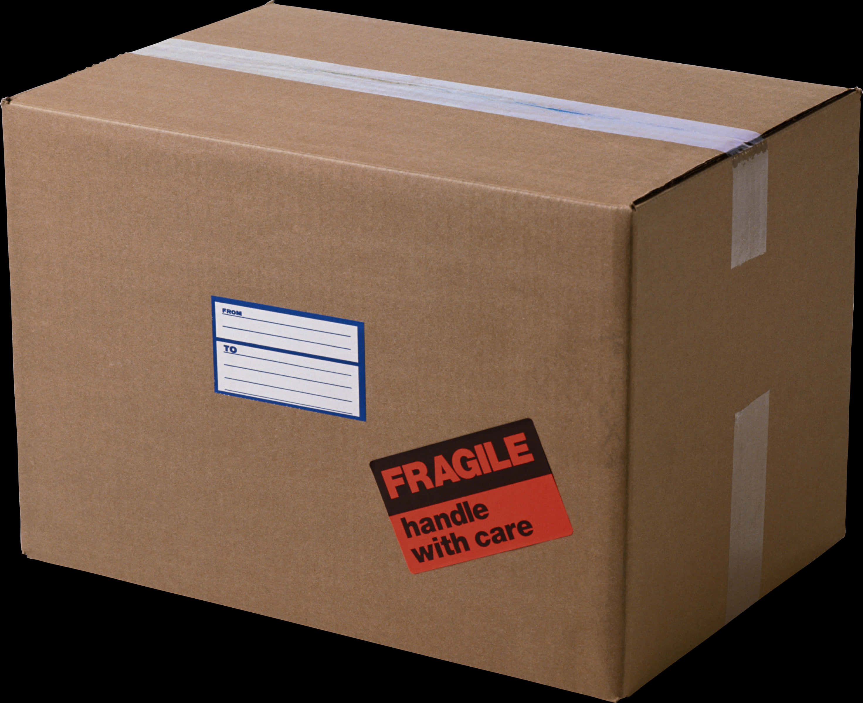 Cardboard Shipping Box Fragile Label PNG Image