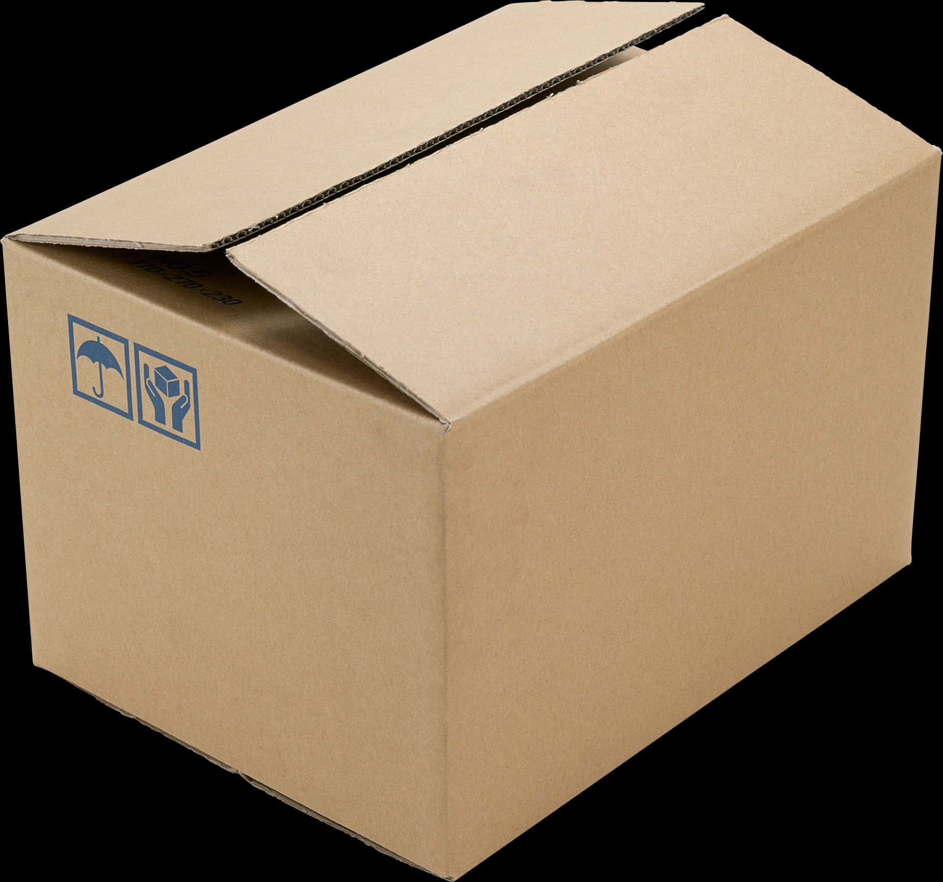 Cardboard Shipping Box Open Flap PNG Image