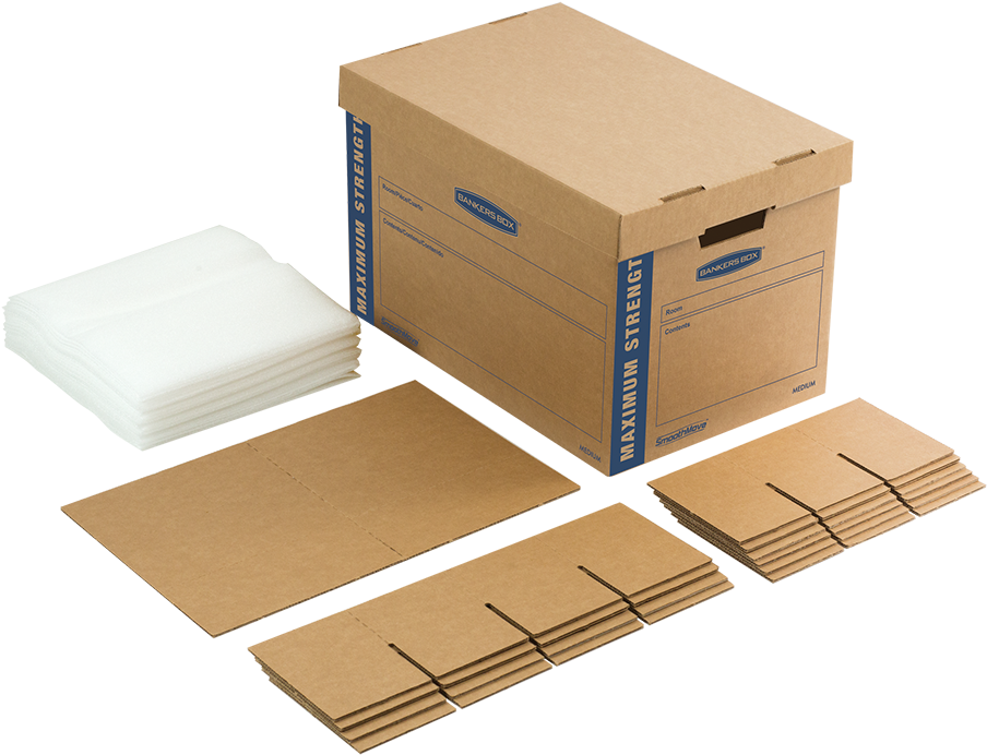 Cardboard Shipping Boxes Assembledand Flat PNG Image