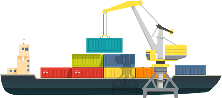 Cargo Ship Loading Containers PNG Image