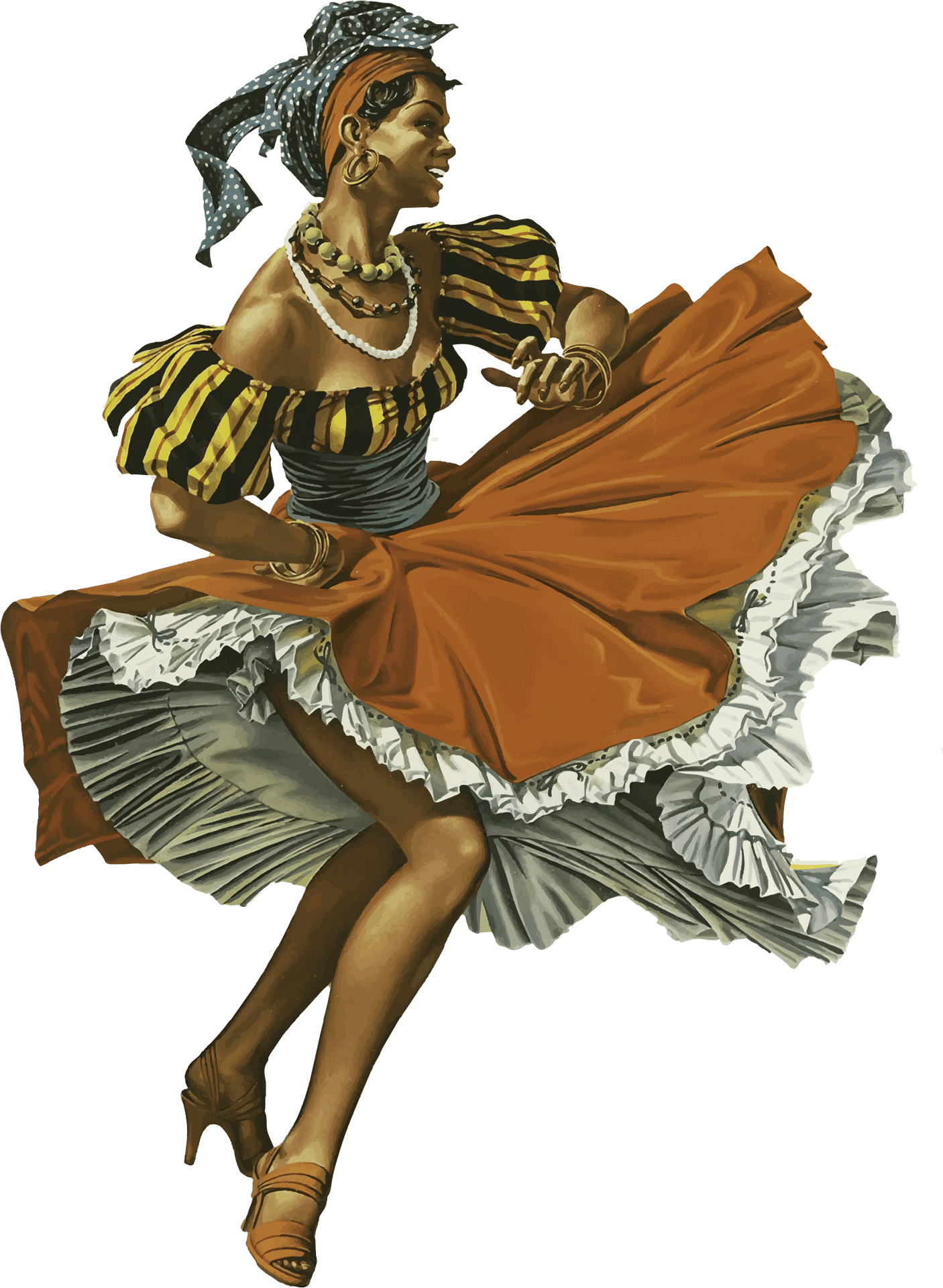 Caribbean Dancer Traditional Costume PNG Image