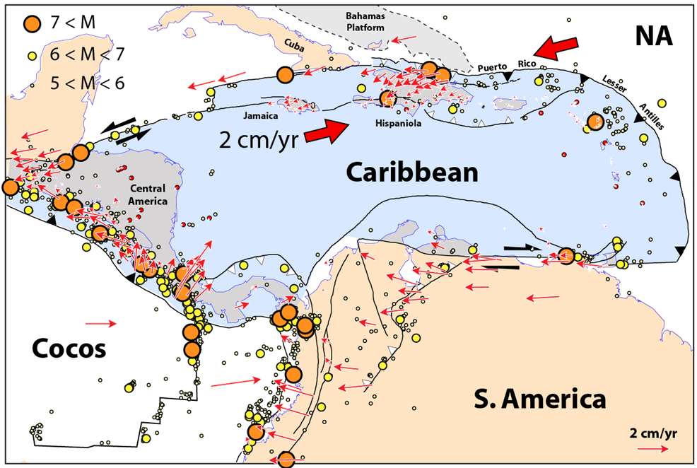 Caribbean Tectonic Activity Map PNG Image