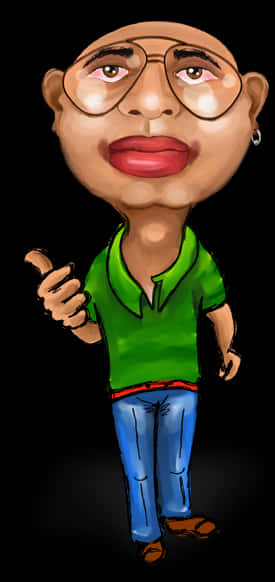 Caricatureof Man Giving Thumbs Up PNG Image