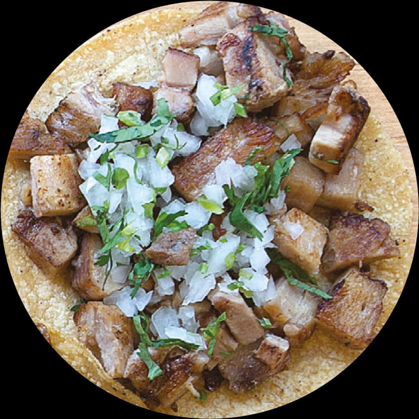 Carnitas Taco Top View.jpg PNG Image