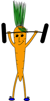 Carrot Figure Weightlifting Illustration PNG Image