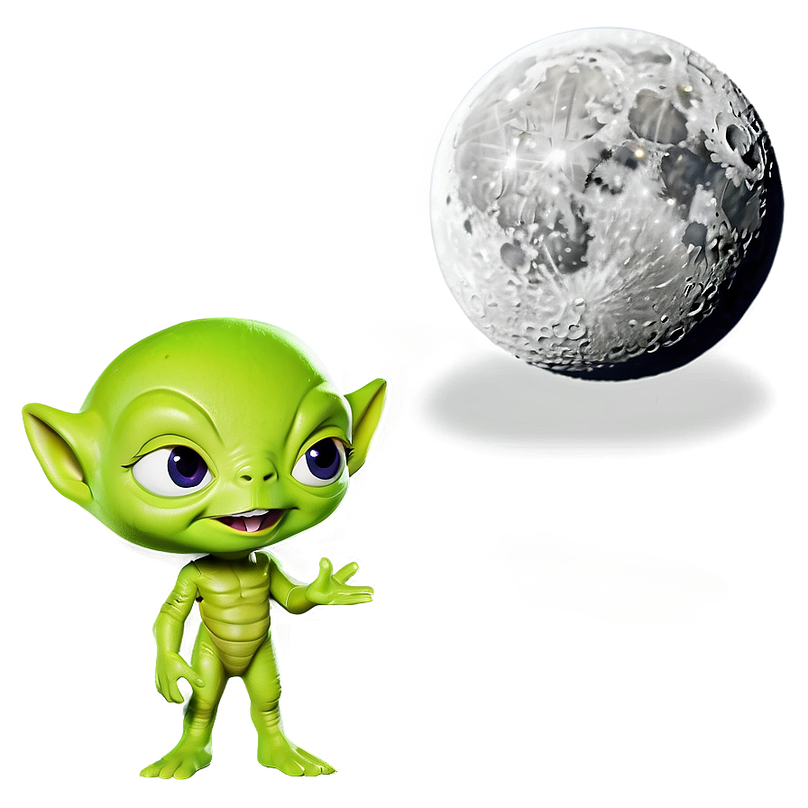 Cartoon Alien And Moon Png 06292024 PNG Image