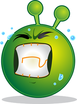 Cartoon Alien Green Bubble Character PNG Image