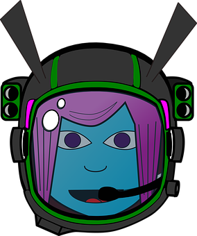 Cartoon Alienin Spacesuit Headshot PNG Image