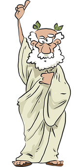 Cartoon Ancient Philosopher Holding Branch PNG Image