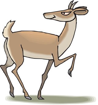 Cartoon Antelope Standing Vector PNG Image