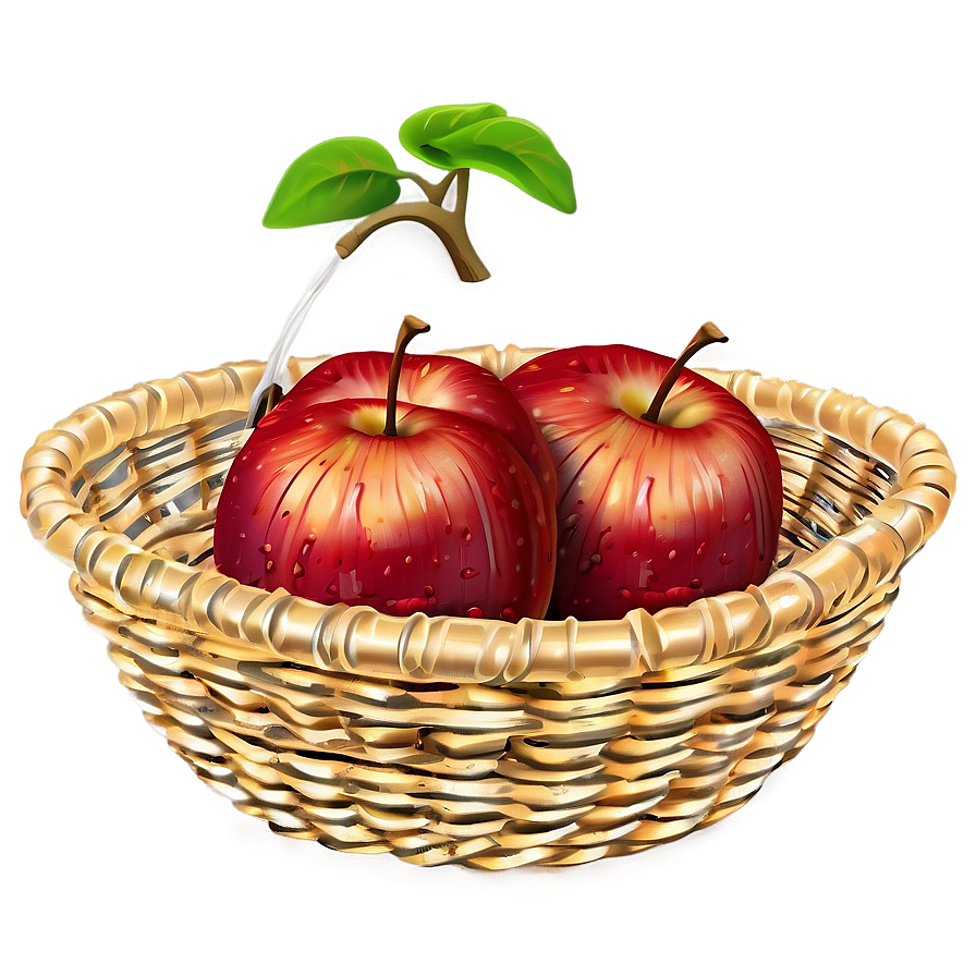 Cartoon Apple Basket Png Aqu PNG Image