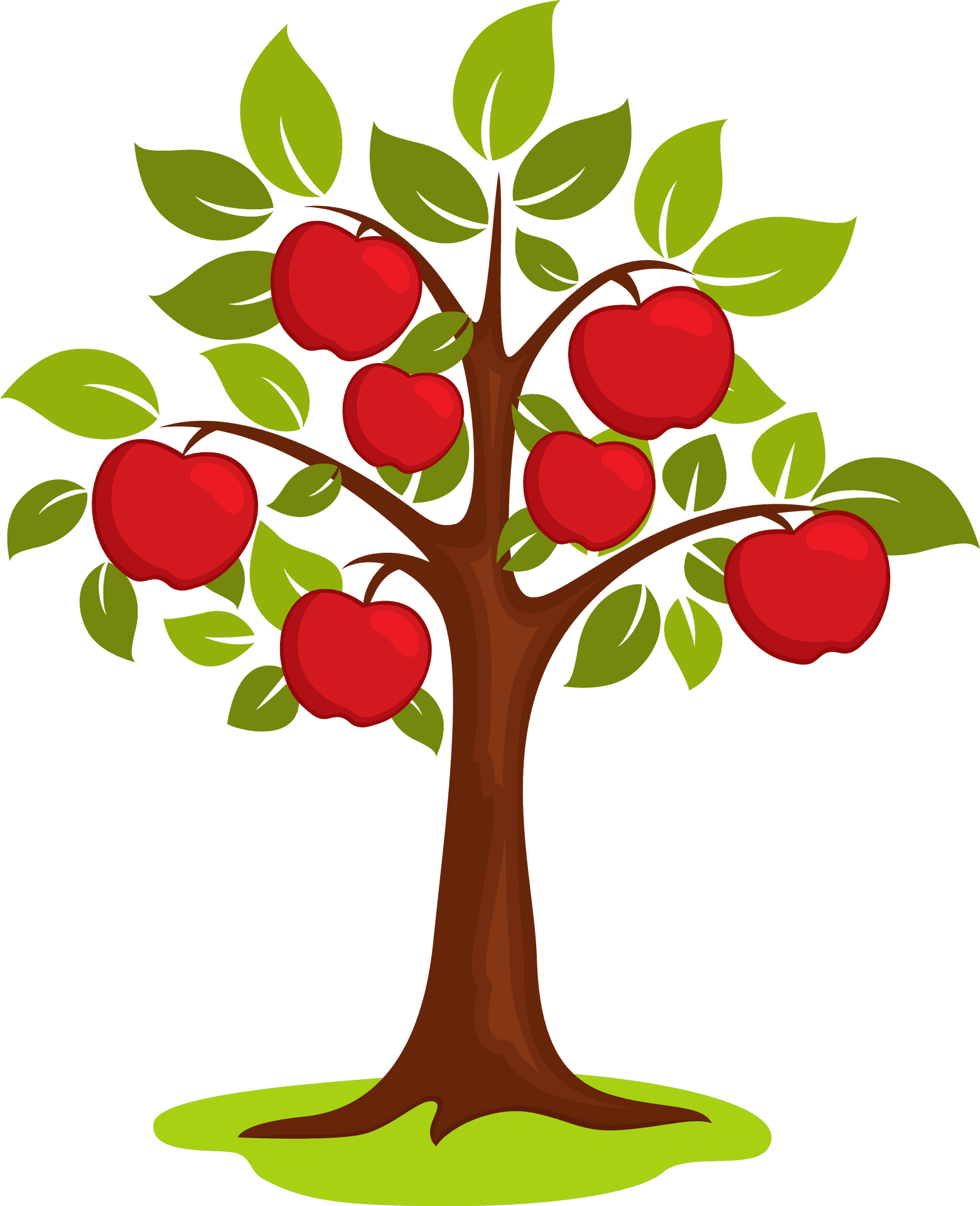 Cartoon Apple Tree Fullof Fruit PNG Image