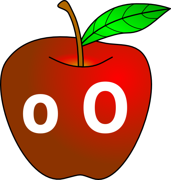 Cartoon Apple With Eyes PNG Image