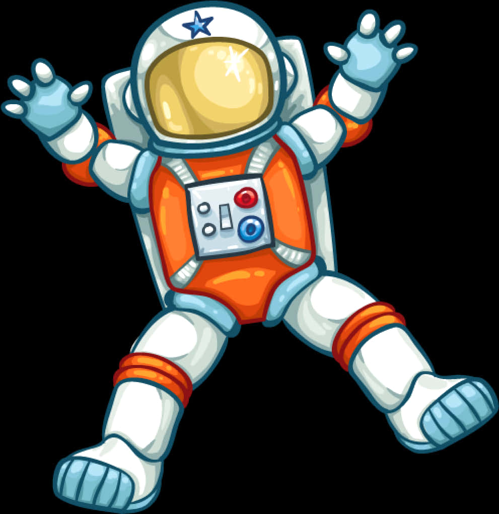 Cartoon Astronaut Floating PNG Image