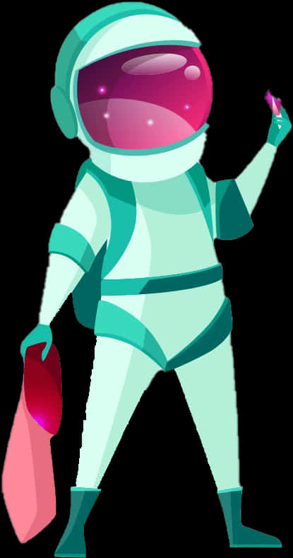 Cartoon Astronaut With Pink Visor PNG Image