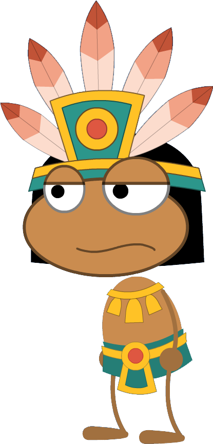 Cartoon Aztec Warrior Standing PNG Image