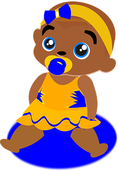 Cartoon Baby Girlwith Pacifier PNG Image