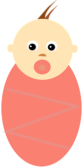 Cartoon Baby Swaddledin Pink PNG Image