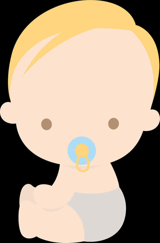 Cartoon Baby With Pacifier PNG Image