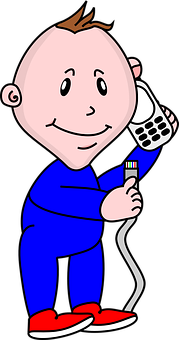 Cartoon Baby With Phone PNG Image