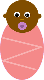 Cartoon Baby Wrappedin Pink Blanket PNG Image