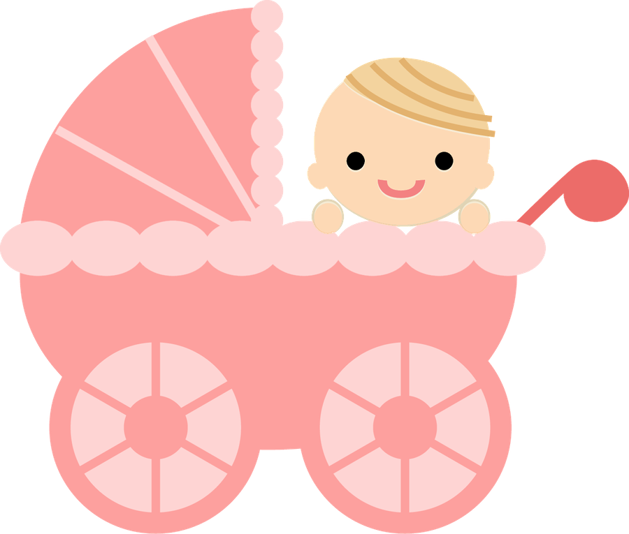 Cartoon Babyin Pink Stroller PNG Image