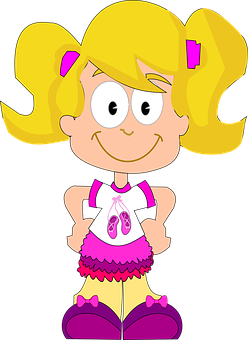 Cartoon Ballerina Girl Illustration PNG Image