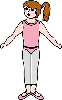 Cartoon Ballerina Standing Position PNG Image