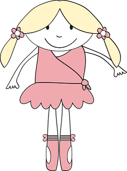 Cartoon Ballerinain Pink Dress PNG Image