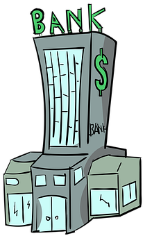 Cartoon Bank Building Illustration PNG Image