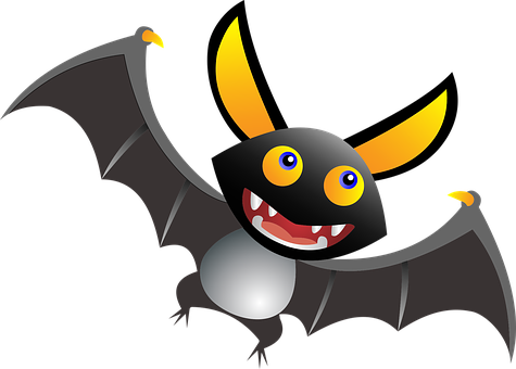 Cartoon Bat Smiling Night Background PNG Image