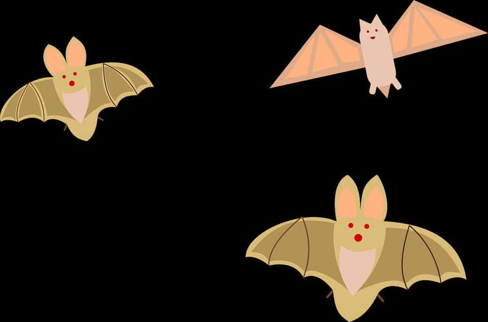 Cartoon Bats Flying Night PNG Image