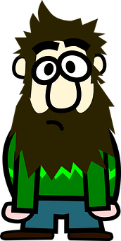 Cartoon Bearded Man Green Sweater PNG Image