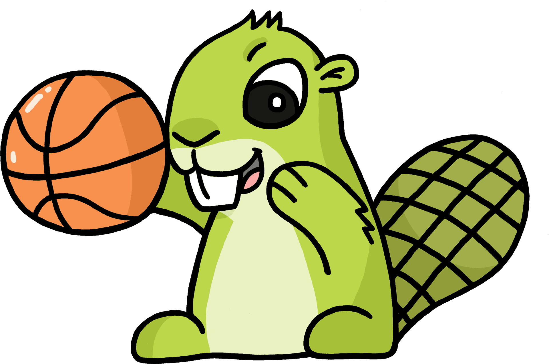 Cartoon Beaver Basketball Clipart PNG Image