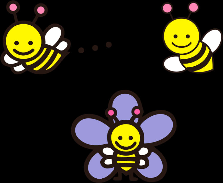 Cartoon Bee Friends PNG Image