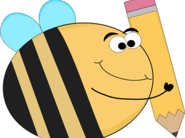 Cartoon Bee Holding Pencil PNG Image