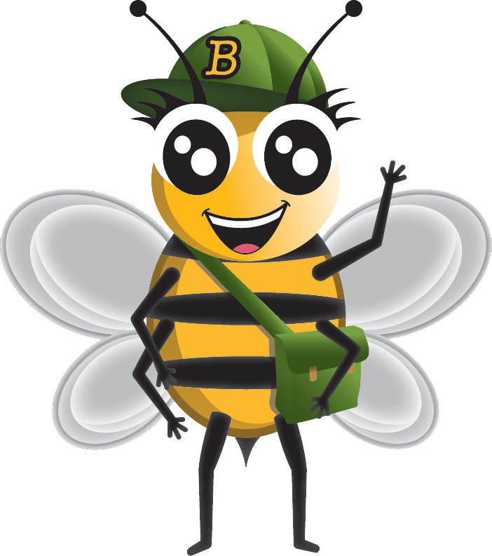 Cartoon Bee Student Character PNG Image