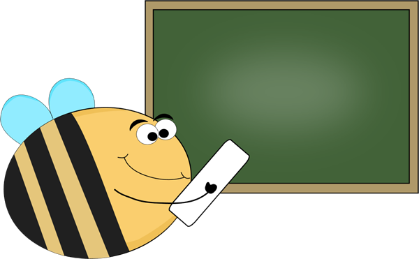 Cartoon Beewith Chalkboard PNG Image