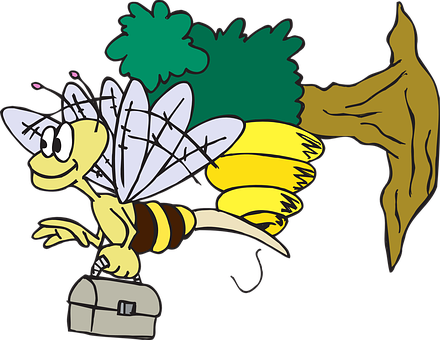 Cartoon Beewith Toolbox PNG Image