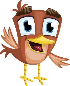 Cartoon Bird Character Smiling PNG Image