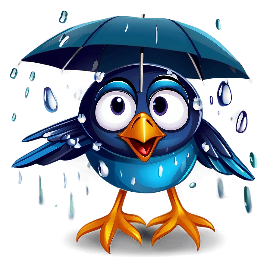 Cartoon Bird In Rain Png Dvx34 PNG Image